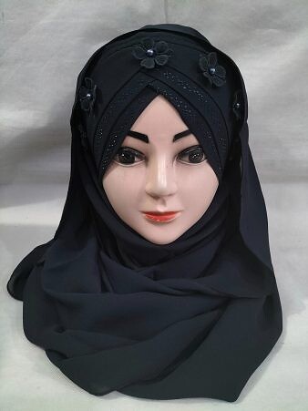 Chiffon Floral Ready To Wear - Navy Blue