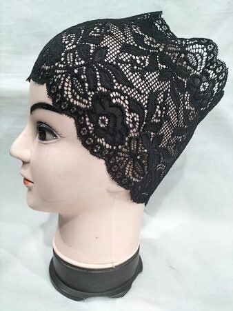 Lace Hijab Band - Black (Design 1)