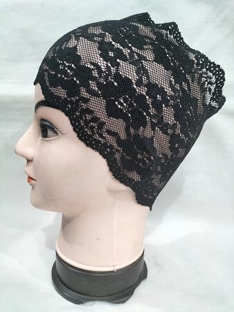 Lace Hijab Band - Black (Design 2) Lace Hijab Band - Black (Design 2)