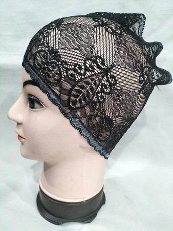 Lace Hijab Band - Black (Design 3)