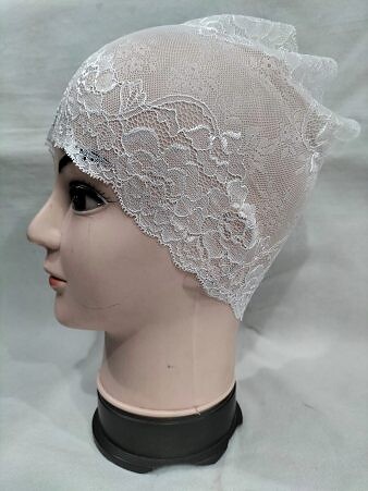 Lace Hijab Band - White