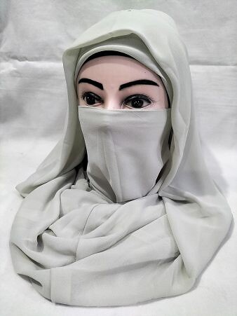 Plain Niqab Ready to Wear - Ash White
