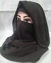 Plain Niqab Ready to Wear - Dark Brown