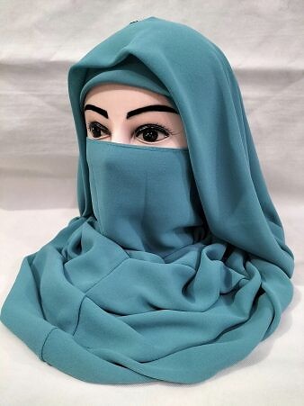 Plain Niqab Ready to Wear - Light Teal