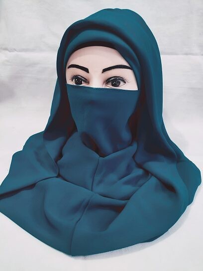 Plain Niqab Ready to Wear - Zinc Plain Niqab Ready to Wear - Zinc