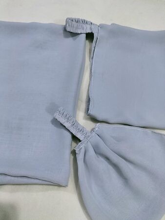 Plain Three Piece Matching Hijab Set - Dirty Blue