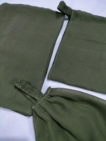 Plain Three Piece Matching Hijab Set - Mehndi Color