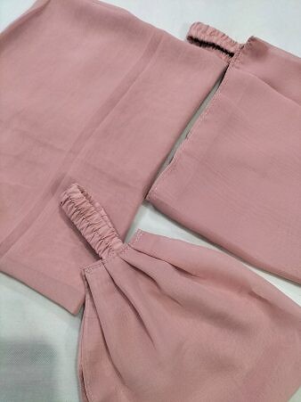Plain Three Piece Matching Hijab Set - Nude Pink