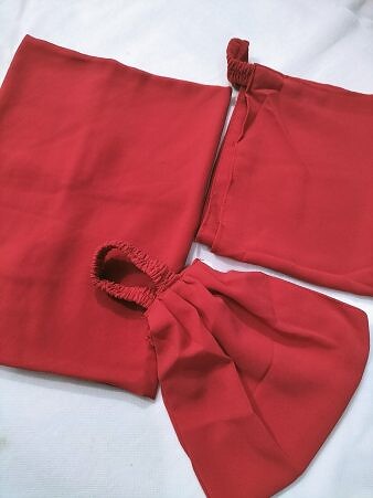 Plain Three Piece Matching Hijab Set - Red