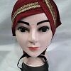 Side Parting Cap with Lace - Maroon