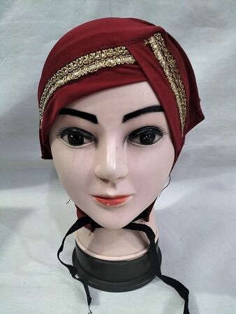 Side Parting Cap with Lace - Maroon