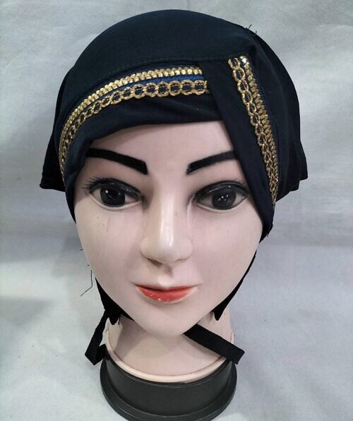 side parting cap with lace navy blue