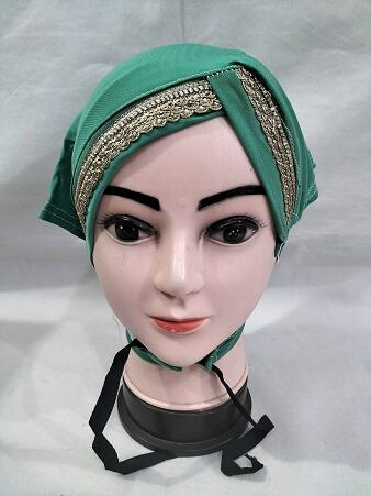 Side Parting Cap with Lace - Turquoise