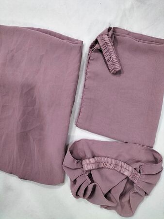 Three Piece Matching Hijab Set - Mauve