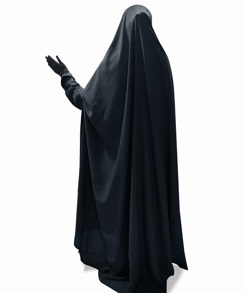 plain jilbab navy blue