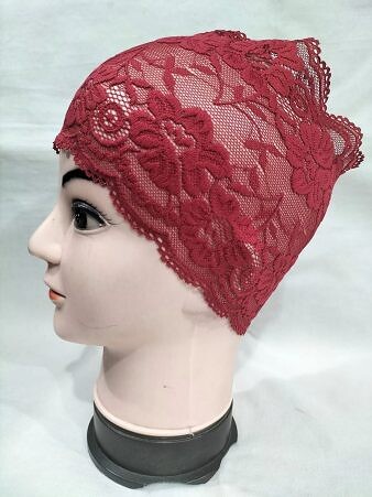 Lace Hijab Band - Red (Design 2)