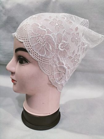 Lace Hijab Band - White (Design 4) Lace Hijab Band - White (Design 4)