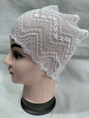 Lace Hijab Band - White (Design 5)