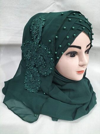 Pearl Ready to Wear with Matching 3D Bunch - Design 2 - Sea Green