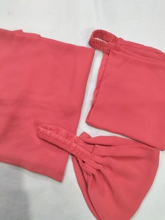 Plain Three Piece Matching Hijab Set - Coral Orange