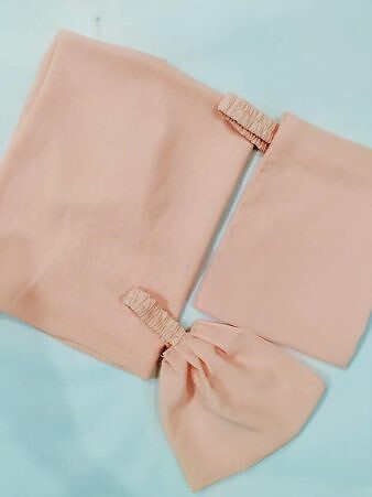 Plain Three Piece Matching Hijab Set - Peach