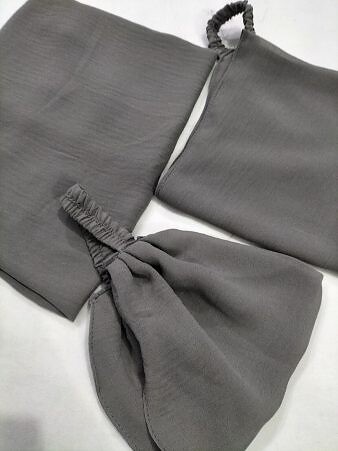 Plain Three Piece Matching Hijab Set - Slate Grey