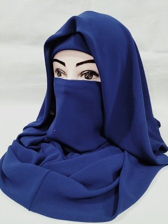 Plain Niqab Ready to Wear - Cobalt Blue Plain Niqab Ready to Wear - Cobalt Blue