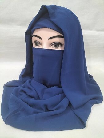 Plain Niqab Ready to Wear - Dark Blue