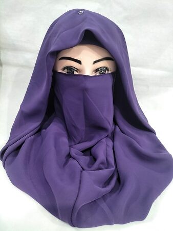 Plain Niqab Ready to Wear - Eggplant