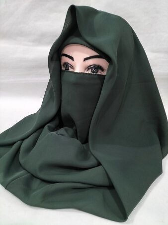 Plain Niqab Ready to Wear - Hunter Green