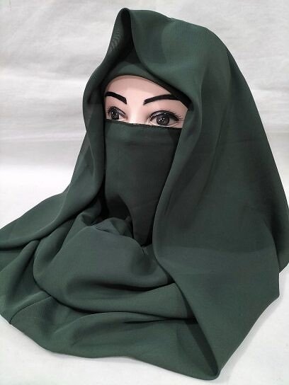 Plain Niqab Ready to Wear - Hunter Green