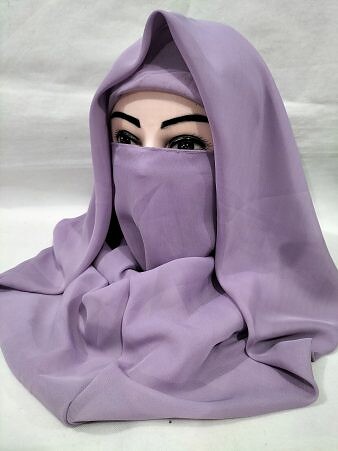 Plain Niqab Ready to Wear - Lavender Purple