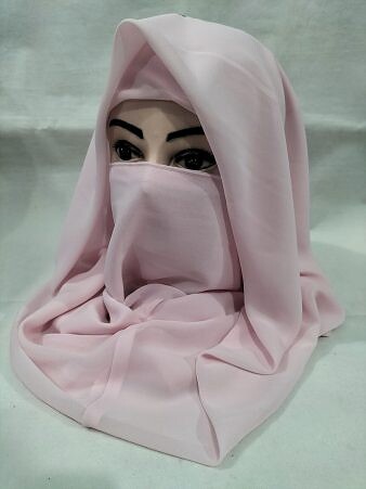 Plain Niqab Ready to Wear - Light Pink