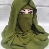 Plain Niqab Ready to Wear - Olive Green