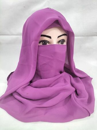 Plain Niqab Ready to Wear - Purple