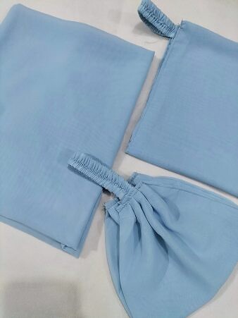 Plain Three Piece Matching Hijab Set - Sky Blue