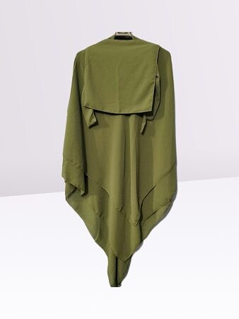 Khimar with Niqab Ready to Wear - Dark Olive Green