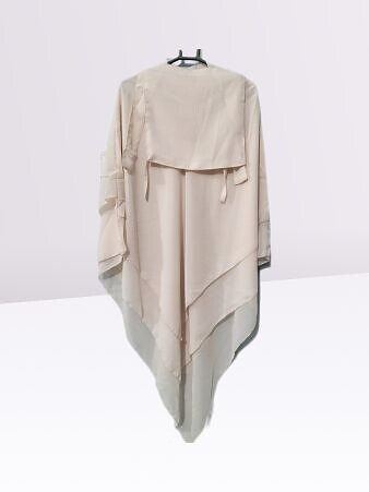 Three Layer Khimar with Niqab Ready to Wear - Nude