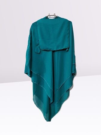 Three Layer Khimar with Niqab Ready to Wear - Zinc