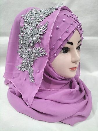 Pearl Floral Ready to Wear with Silver Bunch - Lavender Purple