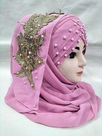 Pearl Ready to Wear with Golden Bunch - Design 2 - Tea Pink