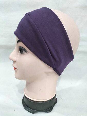 Cotton Jersey Bandana Head Band - Eggplant