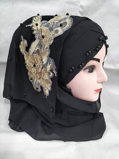 Pearl Ready to Wear with Golden Bunch for Kids - Black
