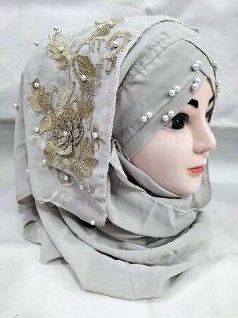 Pearl Ready to Wear with Golden Bunch for Kids - Grey