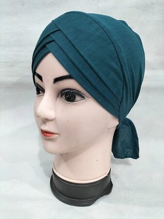 Plain Criss Cross Tie Back Bonnet - Aqua Blue