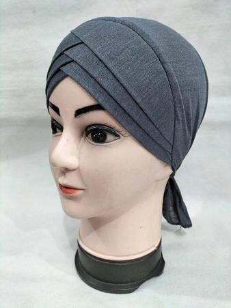 Plain Criss Cross Tie Back Bonnet - Dark Grey