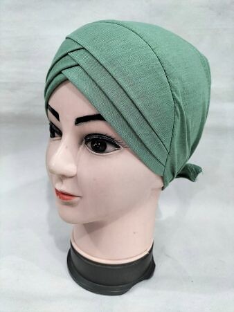 Plain Criss Cross Tie Back Bonnet - Pistachio Green