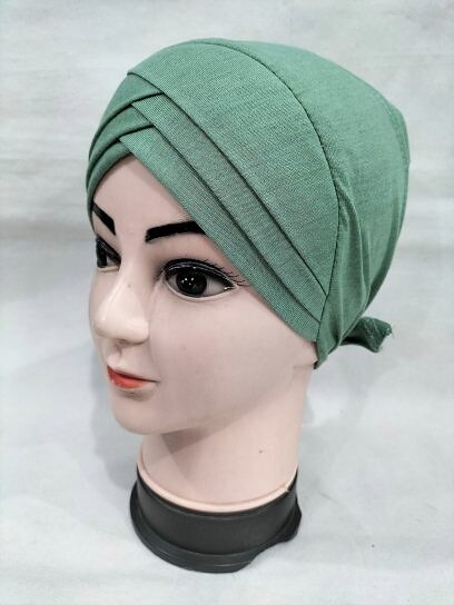 Plain Criss Cross Tie Back Bonnet - Pistachio Green