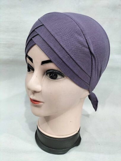 Plain Criss Cross Tie Back Bonnet - Purple