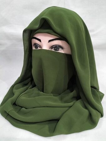 Plain Niqab Ready to Wear - Commando Green Plain Niqab Ready to Wear - Commando Green
